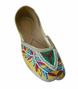 Women Wedding Shoes Indian Leather Handmade Jutties Ballerinas Mojaries US 7 - Picture 1 of 6