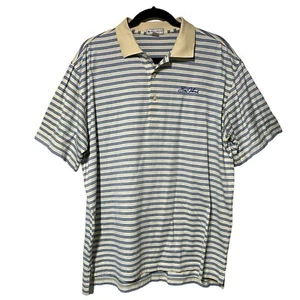 Camisa Polo Peter Millar Sea Island Rayas Para Hombre Mediana Azul Amarillo Golf Informal - Imagen 1 de 8