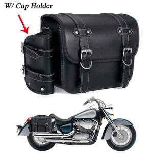 Leather Motorcycle Saddlebags Rear Luggage Saddle bags For Harley Honda Kawasaki - Bild 1 von 12