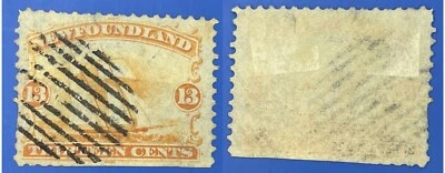 Newfoundland 1865 13 cents Schooner Sc-30 Orange Yellow Used #W8 - US Seller - Image 1 of 2