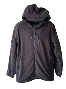 TacVasen Mens Black Fleece Full Zip Jacket Hoodie Winter Outdoor Windproof - Picture 1 of 7