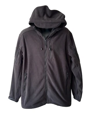 TacVasen Mens Black Fleece Full Zip Jacket Hoodie Winter Outdoor Windproof - Image 1 of 4