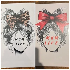Wall Print Posters Mum Life Messy Bun - Picture 1 of 3