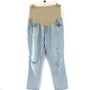 Old Navy Umstandsjeans Used-Look blau durchgehender Einsatz hohe Taille Damen 10 Komfort - Bild 1 von 10