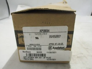 NEW APPLETON API3034 PIN&SLEEVE PLUG INTERIOR 30A/AMP 4P3W - Picture 1 of 3