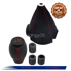 Perilla de cambio de cuero de 5 velocidades para Honda Civic Si cupé + puntada de bota de gamuza M10 X 1,5 - Imagen 1 de 6