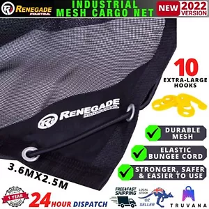 Renegade Industrial Mesh Cargo Net 3.6m x 2.5m For UTE Trailer Heavy Duty Bungee - Picture 1 of 12