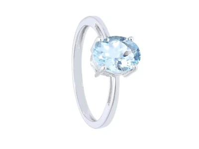 ANILLO ORO BLANCO MACIZO 18K CON CORTE OVALADO AGUAMARINA 1,2 Quilates, 8mm, SOLITARIO Foto 1 de 2