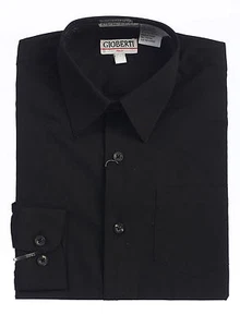 Boys Dress Shirt Solid Long Sleeve Formal Kids Wedding Party Boy Size 5 -18 New - Picture 1 of 18