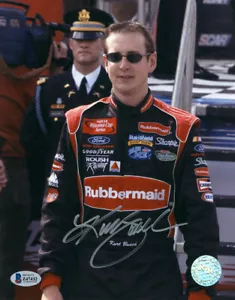 KURT BUSCH SIGNED AUTOGRAPHED 8x10 PHOTO CELEBRATED NASCAR DRIVER BECKETT BAS - Picture 1 of 2