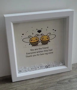 Beste Freundin Bienenfreundschaft Bestie Geschenkbox Rahmen - Brandneu - Bild 1 von 1