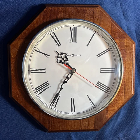 Howard Miller Wall Clock Model 620 -170 ~Vintage Wood Octagon Wooden Battery Opr Cover