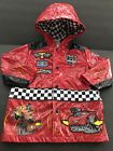 Disney Store Childs(2/3) Red Snapfront Hooded ?Cars? Raincoat W/Checkered Lining