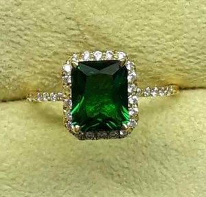 Emerald ring statement gemstone ring silver ring handmade custom ring dainty rin - Picture 1 of 10