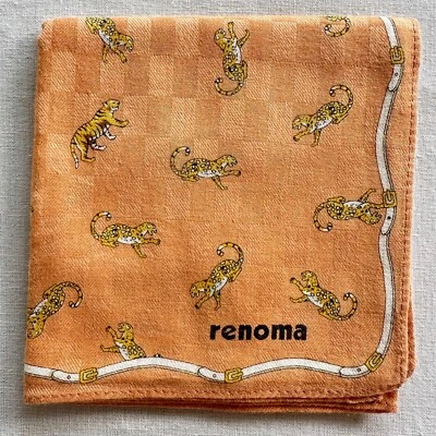 Pañuelo vintage para hombre patrón de leopardo naranja marrón tela tejido pañuelo 18" Foto 1 de 3