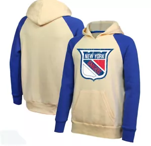New Fanatics New York Rangers NHL Hockey Hoodie Raglan Distressed Men's 2X - Picture 1 of 4