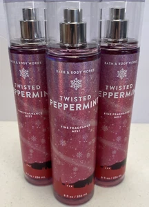3 BATH & BODY WORKS TWISTED PEPPERMINT FINE FRAGRANCE MIST BODY SPRAY 8 FL OZ EA - Picture 1 of 1