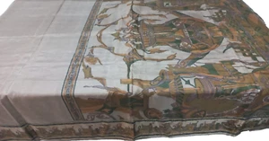 Om Vintage Indian Sari Pure Silk Floral Printed Brown 5 yard Fabric A11517 - Picture 1 of 12