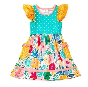 NEW Boutique Floral Sleeveless Ruffle Pocket Dress Easter - Picture 1 of 6