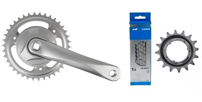 Shimano Nexus Fahrrad Kette + 38 Z 4 Kant Naben Alu Kurbel Silber+ Wunsch Ritzel - Bild 1 von 4