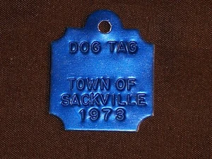 Vintage Town of Sackville 1973 Dog Tax Tag License Canada    cf18 - Picture 1 of 2