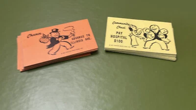 Piezas de juego vintage Monopoly reemplazos azar comunidad cofre cartas completas Foto 1 de 3