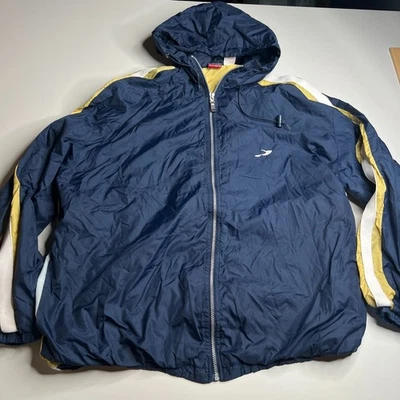 Chaqueta cortavientos ProSpirit vintage XL azul amarillo con capucha nailon repelente al agua Foto 1 de 4