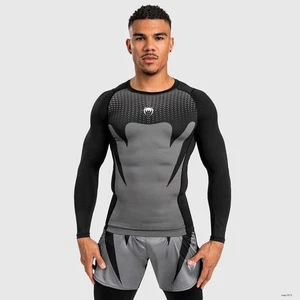 Venum Attack Hombre Manga Larga Rashguard - Camisa Deportiva Negra/Gris Cómoda - Imagen 1 de 9