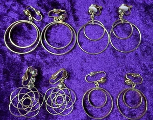 Vtg to Now Earring Lot Multi Hoop Dangle Gold Tone Clip On Jewelry - Picture 1 of 4