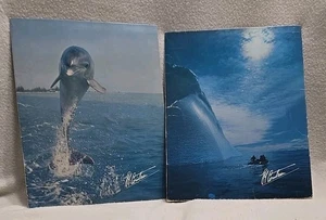 Vintage Posten 2 Taschenordner Cousteau Society Delphin Wellen Pak-Well Marke - Bild 1 von 14