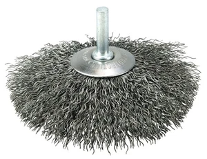 17922 4" Stem-Mounted Concave Crimped Wire Wheel, .008" Steel Fill, 1/4" Stem... - Picture 1 of 3