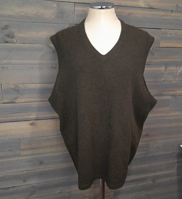 Garret Scott Suéter Chaleco Para Hombres XL Verde Oscuro 100% Lana de Cordero Tejido Pullover De Colección Foto 1 de 4