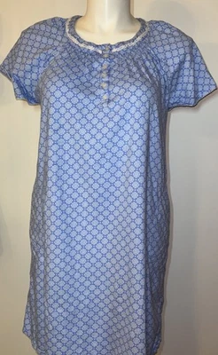 Camisón Aria Collection Azul Floral Manga Corta Mujer’s XL Borde de Encaje Foto 1 de 4