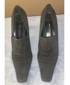 BRUNO MAGLI Zapatos de Gamuza Verde Oliva Hechos a Mano en Italia 9 (39 1/2) Caqui - Imagen 1 de 13