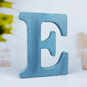 6 Inch Rustic Blue Wood Letters Unfinished Wood Letters for Wall Decorative Blue - Picture 1 of 7