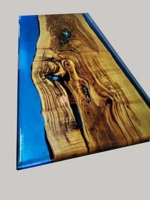 Blue Epoxy Resin Dining Center Table, Handmade Furniture Table, Hallway Decors - Image 1 of 3
