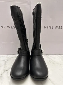 Nine West Toddler Girls Sassy Tran-K Knee High Zip Up Buckle Black Boots ~ 10 M - Picture 1 of 17