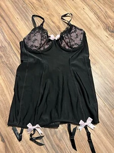 Victoria's Secret Womens Lace Sexy Bustier Corset Bra Lingerie NEW 36C Black - Picture 1 of 4