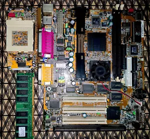 MSI MS6168 VER:2 Video 3Dfx Motherboard Slot 1 + Adapter Card MS 6905 - Rare Kit - Picture 1 of 16