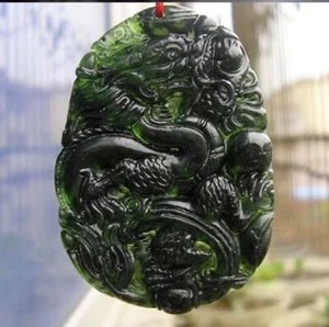 Amulett Talisman Anhänger Medaillon Drache Esoterik Magie echte Jade  - Picture 1 of 4