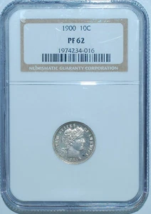 1900 NGC PR62 Proof Strike Barber Dime - Picture 1 of 2