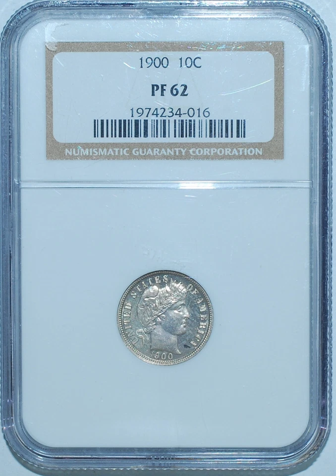 1900 NGC PR62 Proof Strike Barber Dime - Image 1 of 2