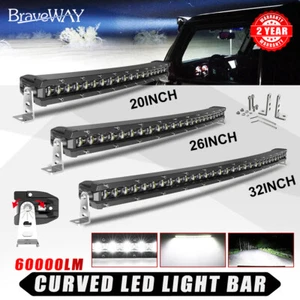 For Jeep Truck 4x4 4WD SUV ATV UTV Boat 20/26/32" Led Driving Light Bar Curved - Foto 1 di 17