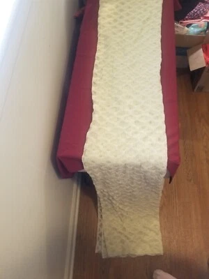 Panel de barra de cortina de encaje vintage blanco roto 76" L X 60" con círculos de malla hechos a mano  Foto 1 de 4