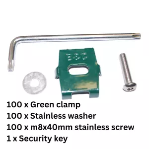 NEW Security Wire Fence Clamp  A2 Stainless 40mm Bolt Washer Torx Spanner  Green - Picture 1 of 1
