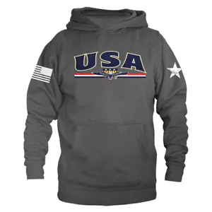 Felpa con cappuccio pullover pile United States of America USA American Pride - Foto 1 di 10