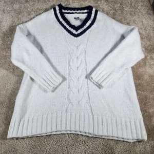 Aerie Sweater Womens Medium White Cable Knit Pullover Sweater Wool Blend - Picture 1 of 8