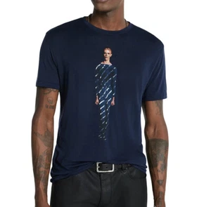 John Varvatos Men's Short Sleeve David Bowie Blue Graphic Crew T-Shirt Navy - Picture 1 of 7