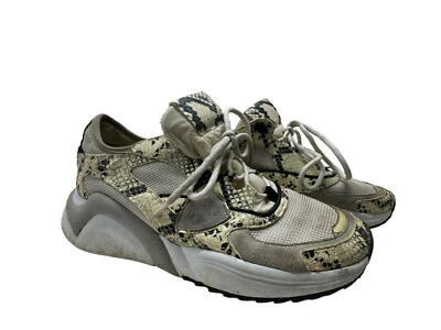 Кроссовки Philippe модель бежевые серые со змеиной кожей с принтом кожа сетка на шнуровке размер 38 - Изображение 1 из 4