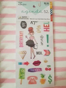 Watercolor Love Foiled Planner Stickers Agenda 52 - Picture 1 of 2